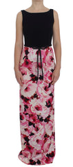 Women's Pink Floral Print Long Maxi Sheath Dress