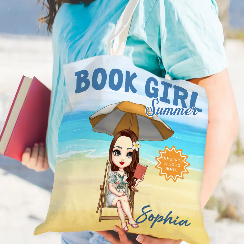 Libro Personalizado Niña Verano Caricatura Personaje Lienzo Bolsa con Nombre Aniversario Cumpleaños Regalo para Amigos Familia