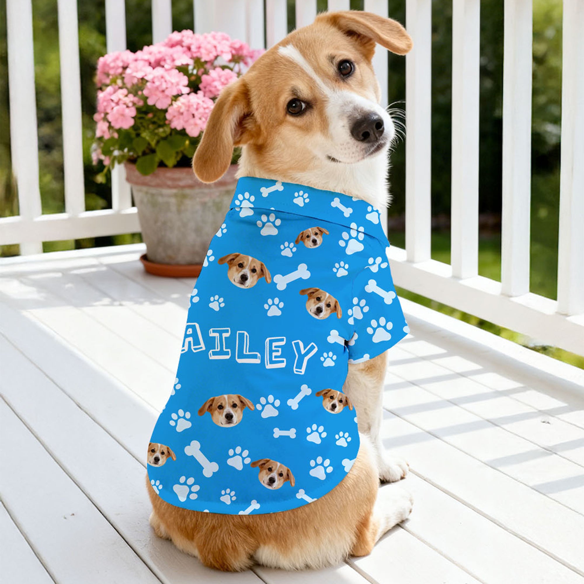 Personalizada Pet Face Foto Paw Fish Bone Pet Shirt con Nombre Birthday Anniversary Gift for Pet Owners Lovers