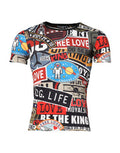 Men's Multicolor Patchwork Cotton Crew Neck T-Shirt