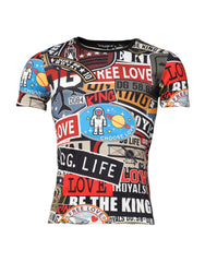 Men's Multicolor Patchwork Cotton Crew Neck T-Shirt