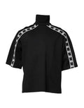 Men's Black Cotton Dg Print Turtleneck T-Shirt Nylon