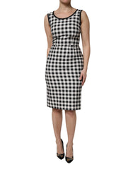 Women's Checkered Cotton Dress Black