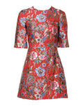 Women's Red Floral Jacquard A-Line Mini Dress