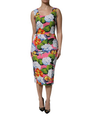 Women's Multicolor Floral Sleeveless Sheath Dress Viscose Elastane