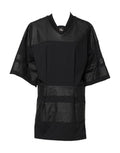 Women's Black Cotton Short Sleeves V-Neck T-Shirt Nylon Elastane