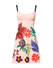 Women's Pink Floral Print Spaghetti Strap Mini Dress