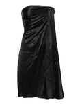 Women's Black Strapless Sheath A-Line Mini Dress Silk