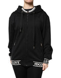 Women's Black Cotton Hooded Full Zip Sweatshirt Sweater Clothing