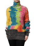 Women's Multicolor Mohair Turtleneck Nylon Wool