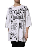 Women's White Cotton Dg Blessed Printed T-Shirt
