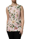 Women's Multicolor Floral Print Round Neck Tank Top Viscose Elastane