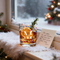 Sombrero de Navidad Personalizado Reno Antlers Floral Inicial Luces 10 oz Whisky de vidrio con nombre Aniversario Regalo de Navidad para papá amante del whisky