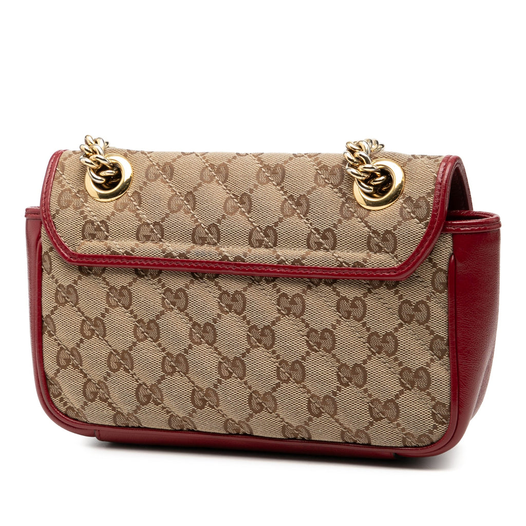 Small GG Marmont Matelasse Diagonal GG Canvas and Leather Shoulder Bag