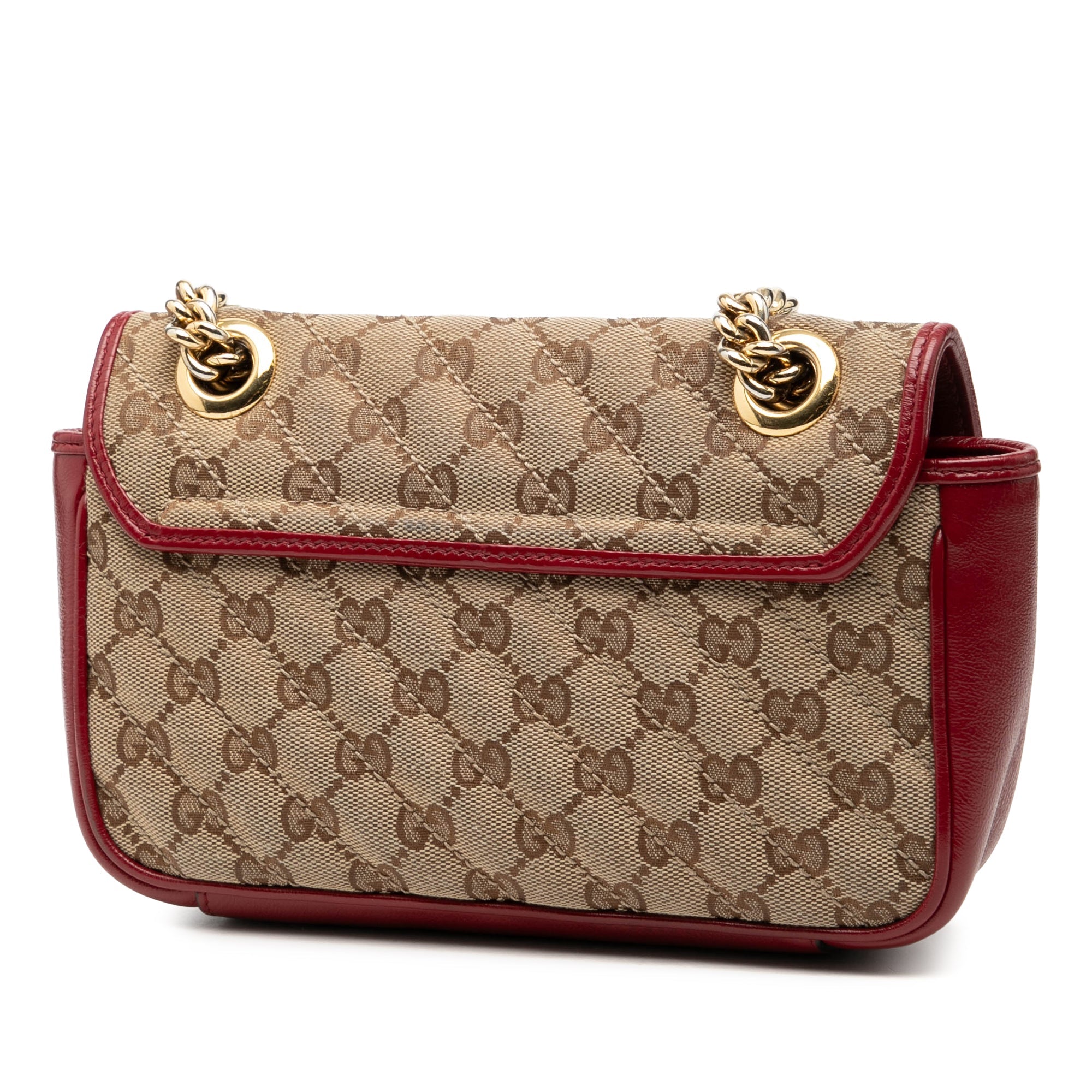 Small GG Marmont Matelasse Diagonal GG Canvas and Leather Shoulder Bag