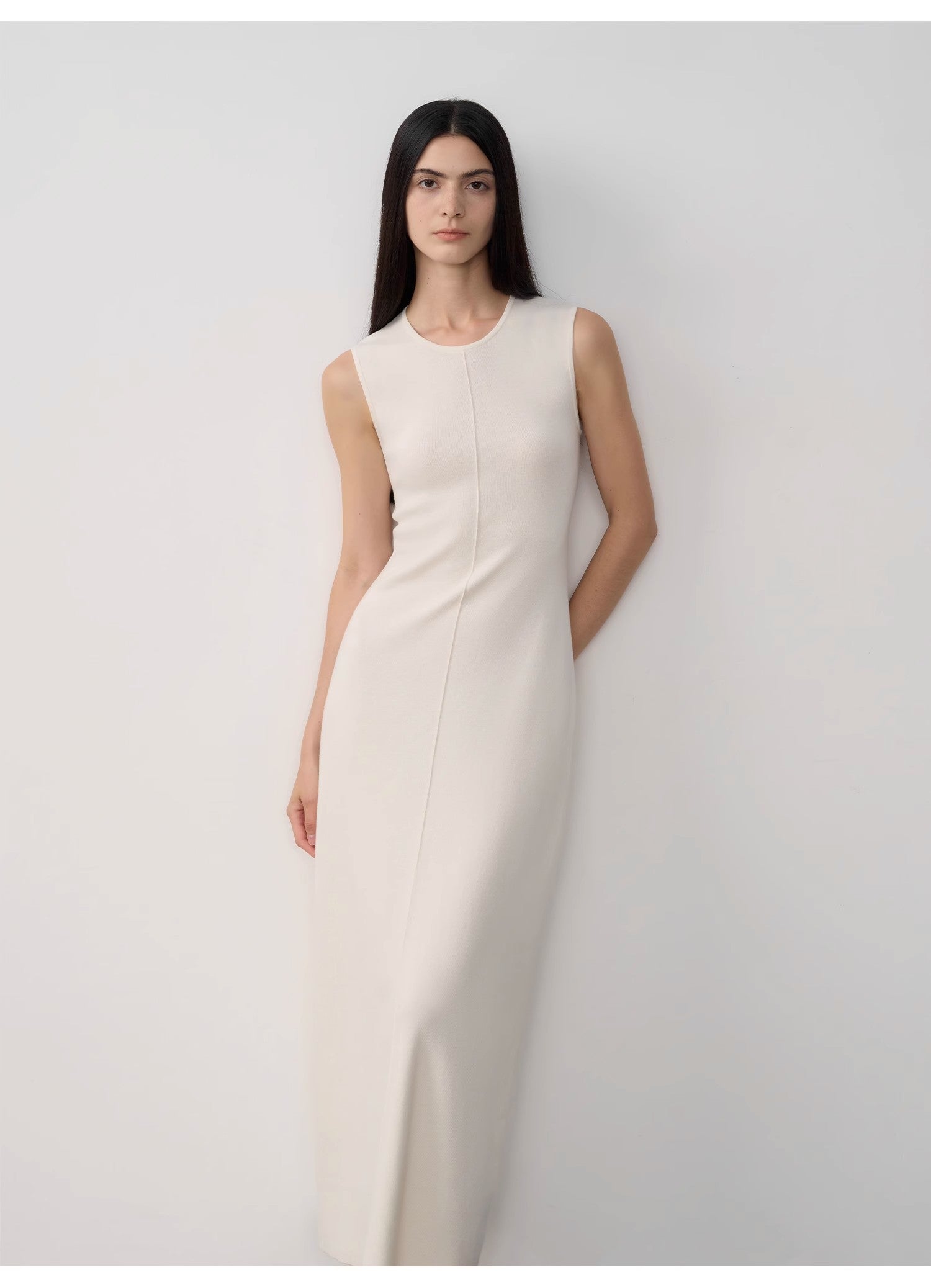 Island Letters Limited Edition Baslan Merino Wool Extra Long Sleeveless Lazy Knit Dress