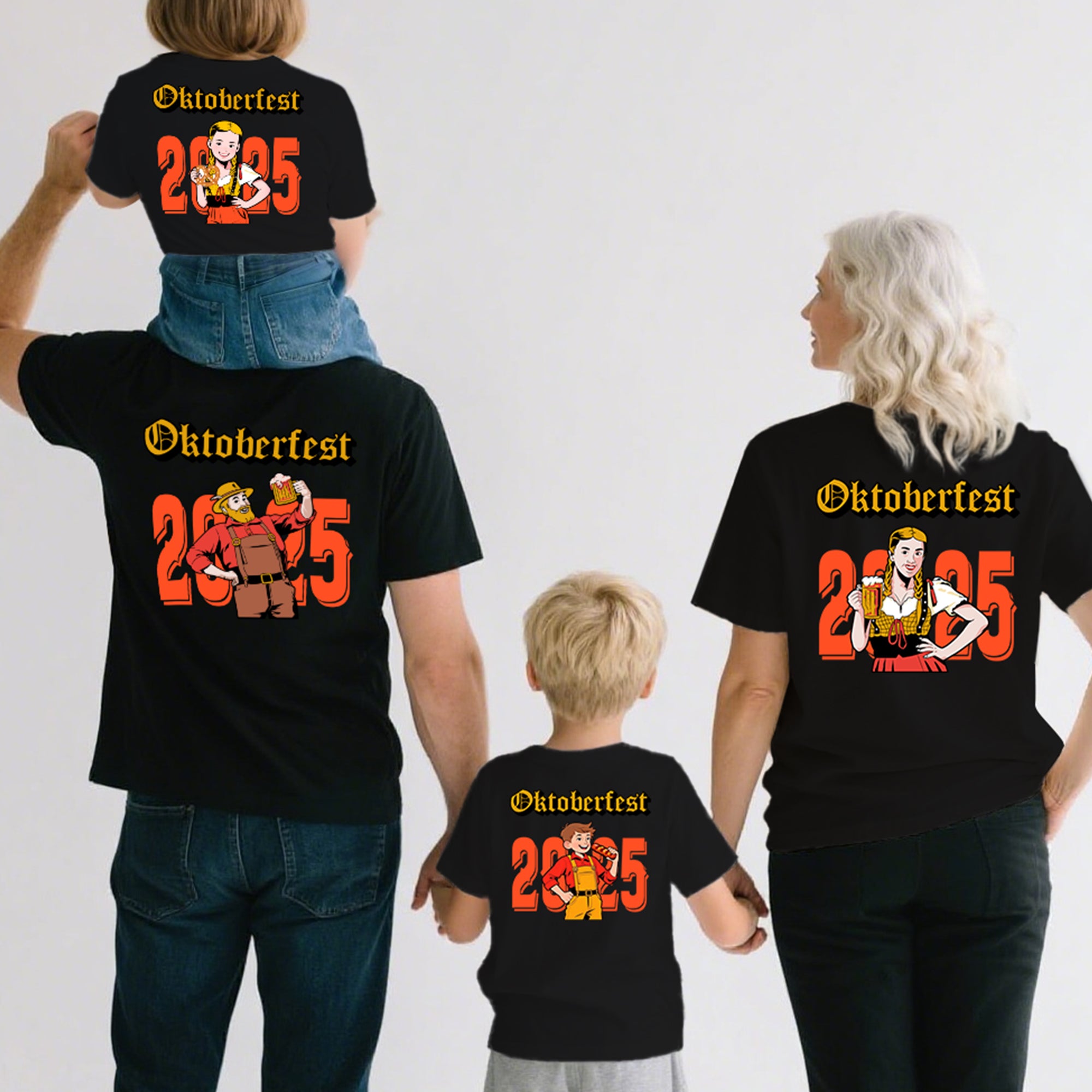Personalizada Oktoberfest 2025 Personaje de dibujos animados 100% Algodón Niño Adulto Camiseta con Inicial Cerveza Tema Fiesta Cumpleaños Regalo para niños amantes de la cerveza