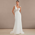 Bridal Wedding Dress Ivory Strapless Long V-Neck Mermaid