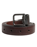 Men's Brown Classic Calf Leather Metal Buckle Belt