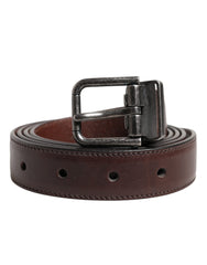 Men's Brown Classic Calf Leather Metal Buckle Belt