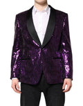 Men's Purple Sicilia Sequin Embellish Coat Jacket Nylon Clothing