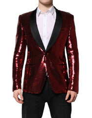 Men's Red Sicilia Sequin Embellish Blazer Jacket Nylon Clothing