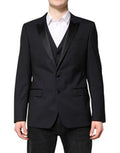 Men's Dark Blue Martini Wool Suit 2 Piece Jacket Virgin Silk Polyester