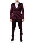 Men's Dark Purple Silk 3piece Single Breasted Suit