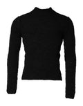 Men's Wool-Nylon Crew Neck Knit Sweater Black Virgin