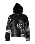 Men's Black White Stripe Hooded Sweatshirt Sweater And Cotton Nylon Clothing