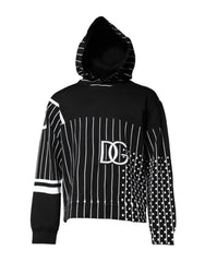 Men's Black White Stripe Hooded Sweatshirt Sweater And Cotton Nylon Clothing