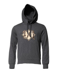 Men's Gray Logo Patch Hooded Sweatshirt Sweater Cotton Clothing