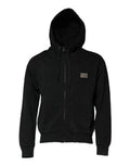 Black Logo Full Zip Hooded Men Sweatshirt Sweater Cotton Clothing