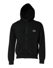 Black Logo Full Zip Hooded Men Sweatshirt Sweater Cotton Clothing