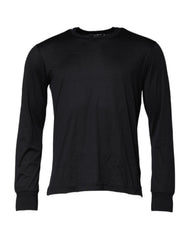 Men's Silk-Cotton Crew Neck Sweater Black