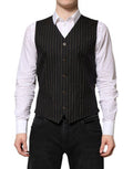 Black Stripes Wool Formal Men Waistcoat Vest Virgin Clothing