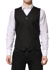 Black Stripes Wool Formal Men Waistcoat Vest Virgin Clothing