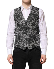 Black Gray Brocade Formal Men Waistcoat Vest And Clothing