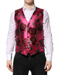 Pink Floral Satin Formal Men Waistcoat Vest Clothing