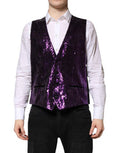 Men's Purple Sequined Dress Formal Waistcoat Vest Nylon Polyester Silk Elastane