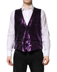 Men's Purple Sequined Dress Formal Waistcoat Vest Nylon Polyester Silk Elastane