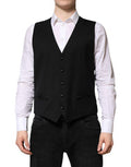 Black Wool Dress Formal Men Waistcoat Vest Virgin Elastane