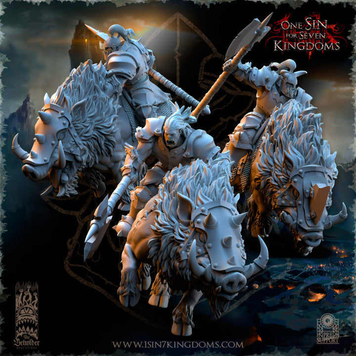 Nestah Orcs Beast Boars Riders, The Beholder Miniatures