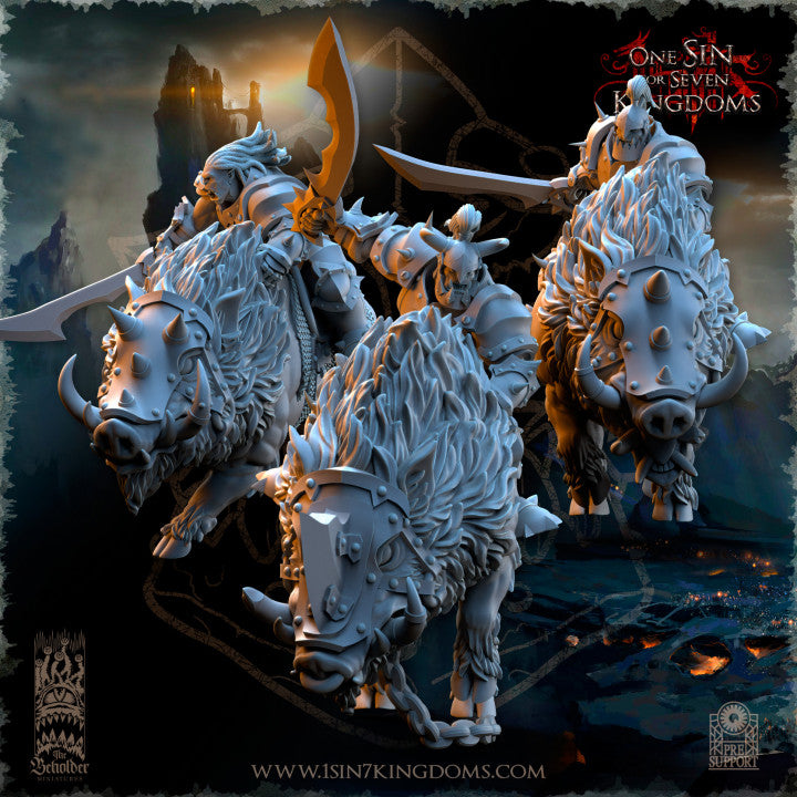 Nestah Orcs Beast Boars Riders, The Beholder Miniatures