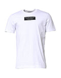Men's White Cotton Logo Patch Crew Neck T-Shirt