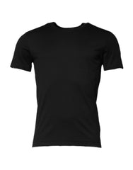 Men's Black Cotton Short Sleeves Round Neck T-Shirt