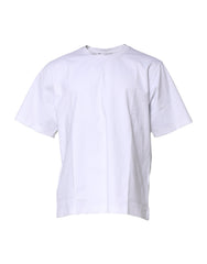Men's White Cotton Short Sleeves Crew Neck T-Shirt Nylon Elastane