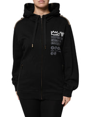 Women's Black Logo Hooded Full Zip Sweatshirt Jacket Cotton Clothing