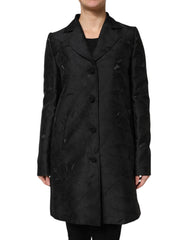 Women's Black Single Breasted Trench Coat Jacket Polyester Nylon Clothing