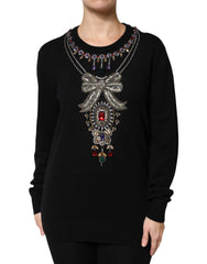 Women's Black Cashmere Crystal Embellished Sweater Clothing